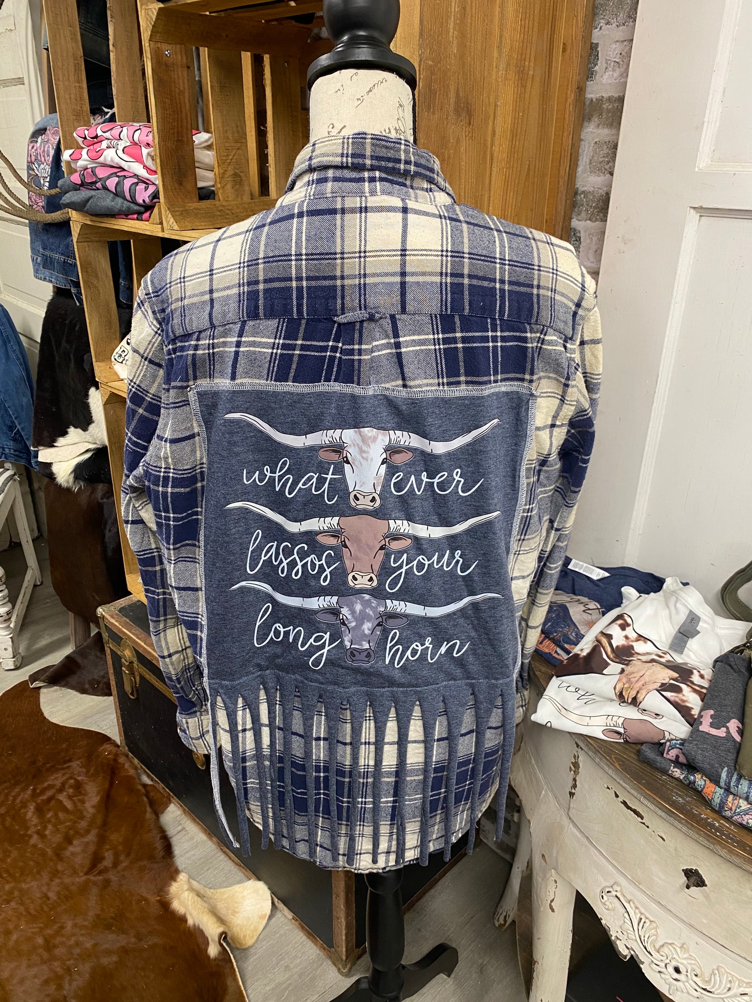 Upcycled Western Flannels and other fun, sarcastic and music inspired Designs