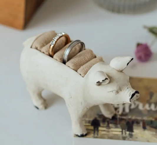 Resin Pig Jewelry Ring Holder Farmhouse Ranch Life Style